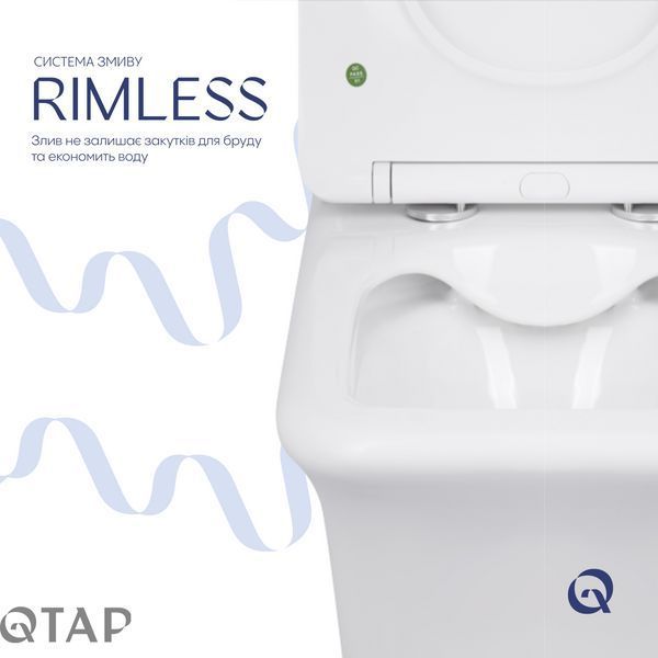 Унітаз-компакт Qtap Kalao безобідковий з сідінням Soft-close QT08221213AW SD00046562 фото