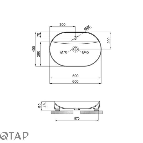 Раковина Qtap Scorpio 600x400x130 White QT14118045W SD00052915 фото