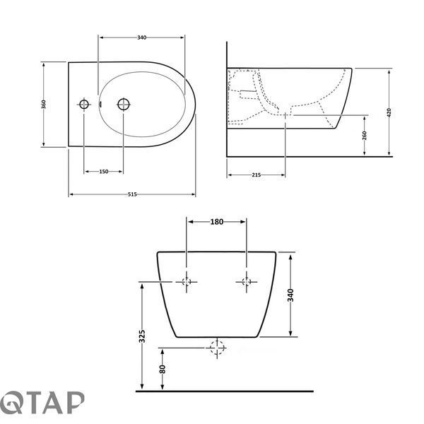 Биде подвесное Qtap Scorpio 515x360x345 Matt black QT1455053FMB SD00042531 фото