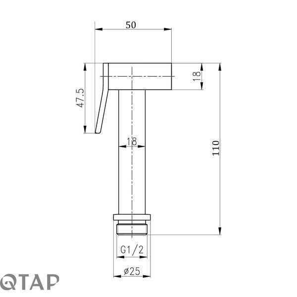Лійка для гігієнічного душу Qtap Rucni прямоугольна QTCRMB120 Chrome (Bidet) SD00035709 фото