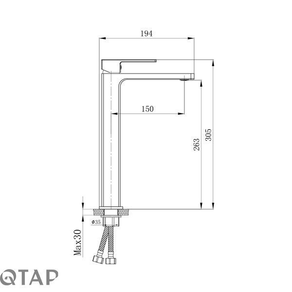Смеситель для раковины Qtap Gemini высокий QTGEM269BLM45678 Black Matt SD00051802 фото