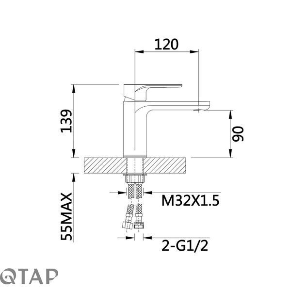 Змішувач для раковини Qtap Jay QTJAY270BLM45545 Black Matt SD00051669 фото