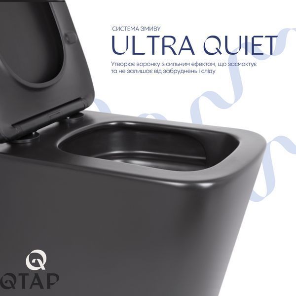 Унітаз підвісний Qtap Tern New Ultra Quiet безобідковий з сидінням Soft-close MATT BLACK QT17332303ASMB SD00052572 фото