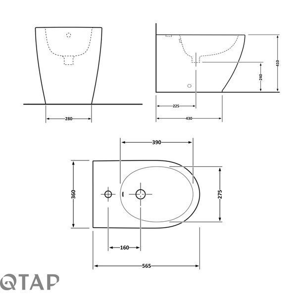 Биде напольное Qtap Robin 560x355x410 White QT13441381W SD00042539 фото