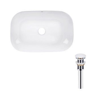 Комплект Qtap Robin: Раковина накладная прямоугольная 610x400x145 мм White + Донный клапан PU02 SD00053421 фото