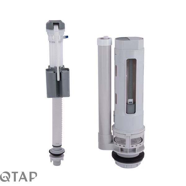 Qtap HY2 (Kalao) комплект арматуры для бачка унитаза с двойной круглой кнопкой смыва 4,8 см и клапаном нижней подачи воды, 3/6L CHR SD00052241 фото