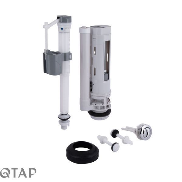 Qtap HY2 (Kalao) комплект арматуры для бачка унитаза с двойной круглой кнопкой смыва 4,8 см и клапаном нижней подачи воды, 3/6L CHR SD00052241 фото