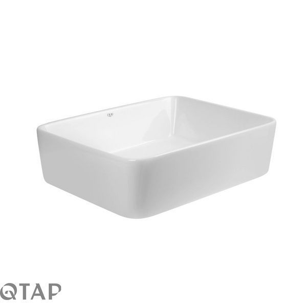 Комплект Qtap Tern: Раковина накладная прямоугольная 475х370х140 мм White + Донный клапан PU02 SD00053425 фото