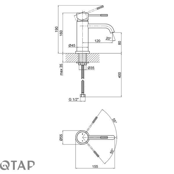 Змішувач для раковини Qtap Scorpio QTSCOR1050105B Black Matt SD00047466 фото