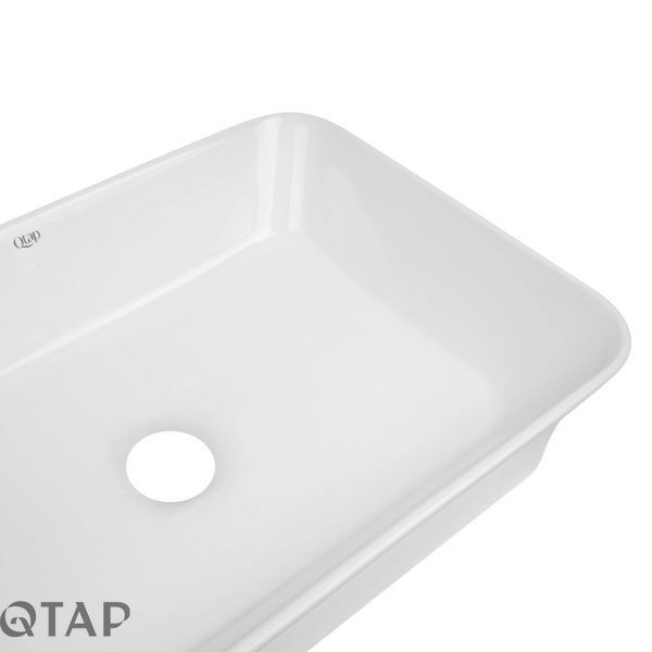 Комплект Qtap Virgo: Раковина накладна прамокутна 490х350х110 мм White + Донний клапан PU02 SD00053429 фото