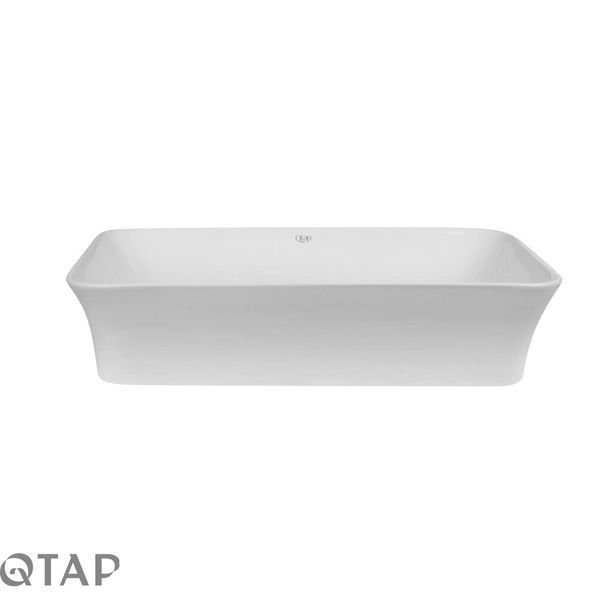 Комплект Qtap Virgo: Раковина накладна прамокутна 490х350х110 мм White + Донний клапан PU02 SD00053429 фото