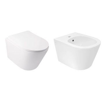 Комплект Qtap Swan 2 в 1: унитаз подвесной Rimless + биде подвесное SD00053559 фото