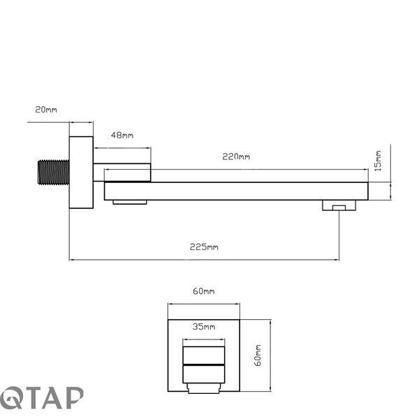 Вилив для систем прихованого монтажу Qtap Vytok 200 мм прямокутний QTVYT246CRM45936 Chrome SD00052060 фото