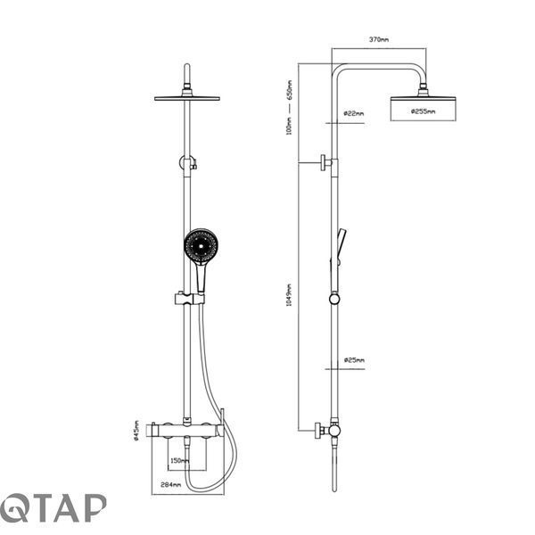 Душова система універсальна Qtap Sloup на два споживача QT57103OC Chrome SD00042950 фото