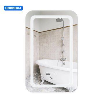Зеркало Qtap Mideya (DC-F911) 500х800 с LED-подсветкой Touch, с антизапотеванием, с часами, диммером, рег. яркости QT2078F911W SD00036737 фото