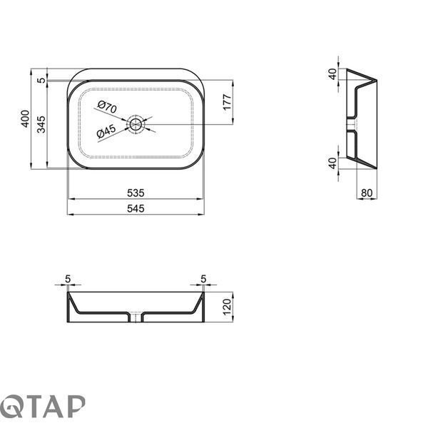 Раковина-чаша Qtap Scorpio 550х390х120 White QT14112243WN SD00052894 фото