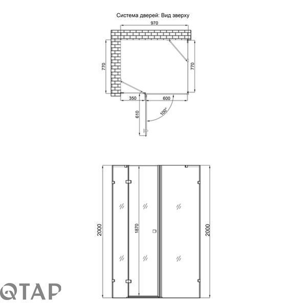 Душевая кабина Qtap Capricorn CRM1018RC6 100х80 см, стекло Clear 6 мм, CalcLess, без поддона SD00039711 фото