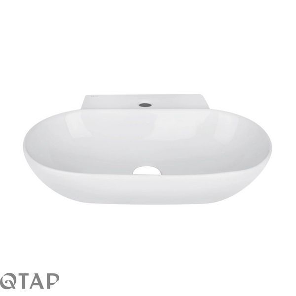 Комплект Qtap Cardinal: Раковина підвісна / накладна овальна 565х400х130 мм White + Донний клапан PU02 SD00053454 фото