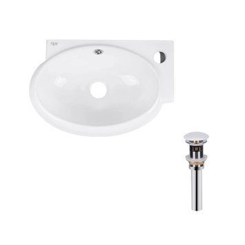 Комплект Qtap Leo: Раковина підвісна овальна права 430x290x140 мм White + Донний клапан PU02O SD00053457 фото