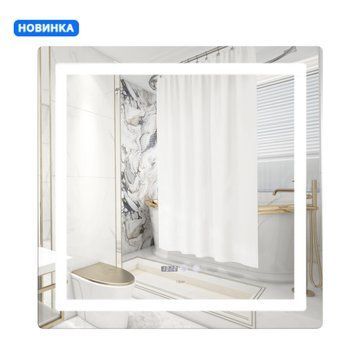 Зеркало Qtap Mideya 800x800 с LED-подсветкой Touch, с антизапотеванием, с часами, диммером, рег. яркости QT2078NCF8080W SD00051750 фото