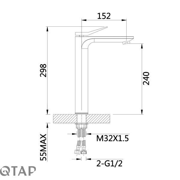 Змішувач для раковини Qtap Presto високий QTPRE269CRW45577 Chrome/White SD00051701 фото