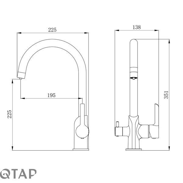 Смеситель для кухни Qtap Grand с подключением для питьевой воды QTGRA362CRW45668 Chrome/White SD00051792 фото