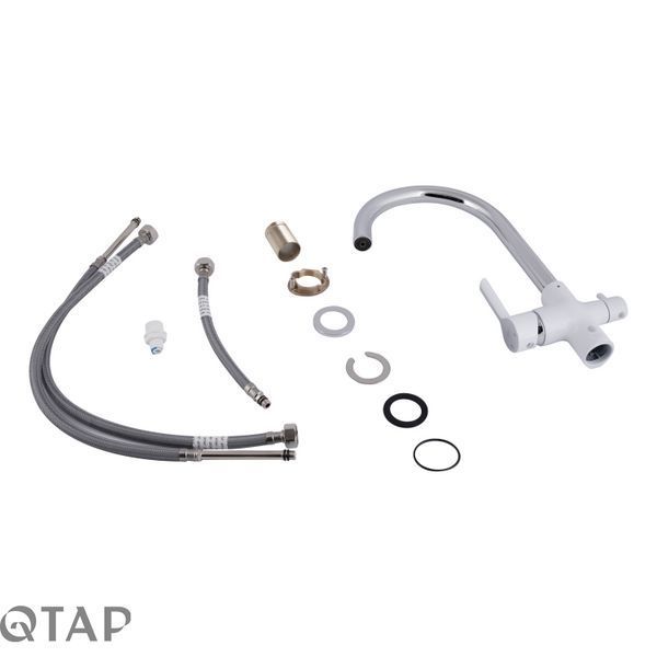 Смеситель для кухни Qtap Grand с подключением для питьевой воды QTGRA362CRW45668 Chrome/White SD00051792 фото